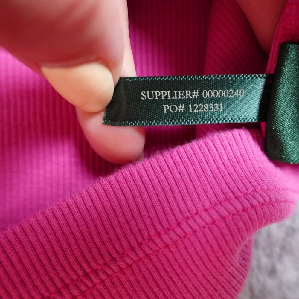 Ralph‎ Lauren Top Women L/XL? Pink Ribbed Scoop Neck Sleeveless Embroidered Tank